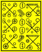 Bold Yellow Graphic Abstract Symbols Rug