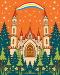 Fairytale Castle Rainbow Forest Stars Rug