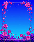 Vibrant Pink Roses Starry Night Sky Rug