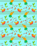 Whimsical Yellow Birds Singing Music Notes Rug