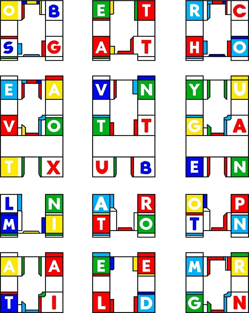 Bold Primary Color Block Letter Rug