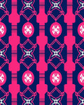 Bold Pink Navy Geometric Medallion Rug