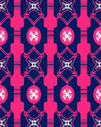 Bold Pink Navy Geometric Medallion Rug