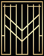 Golden Vertical Art Deco Lines Rug