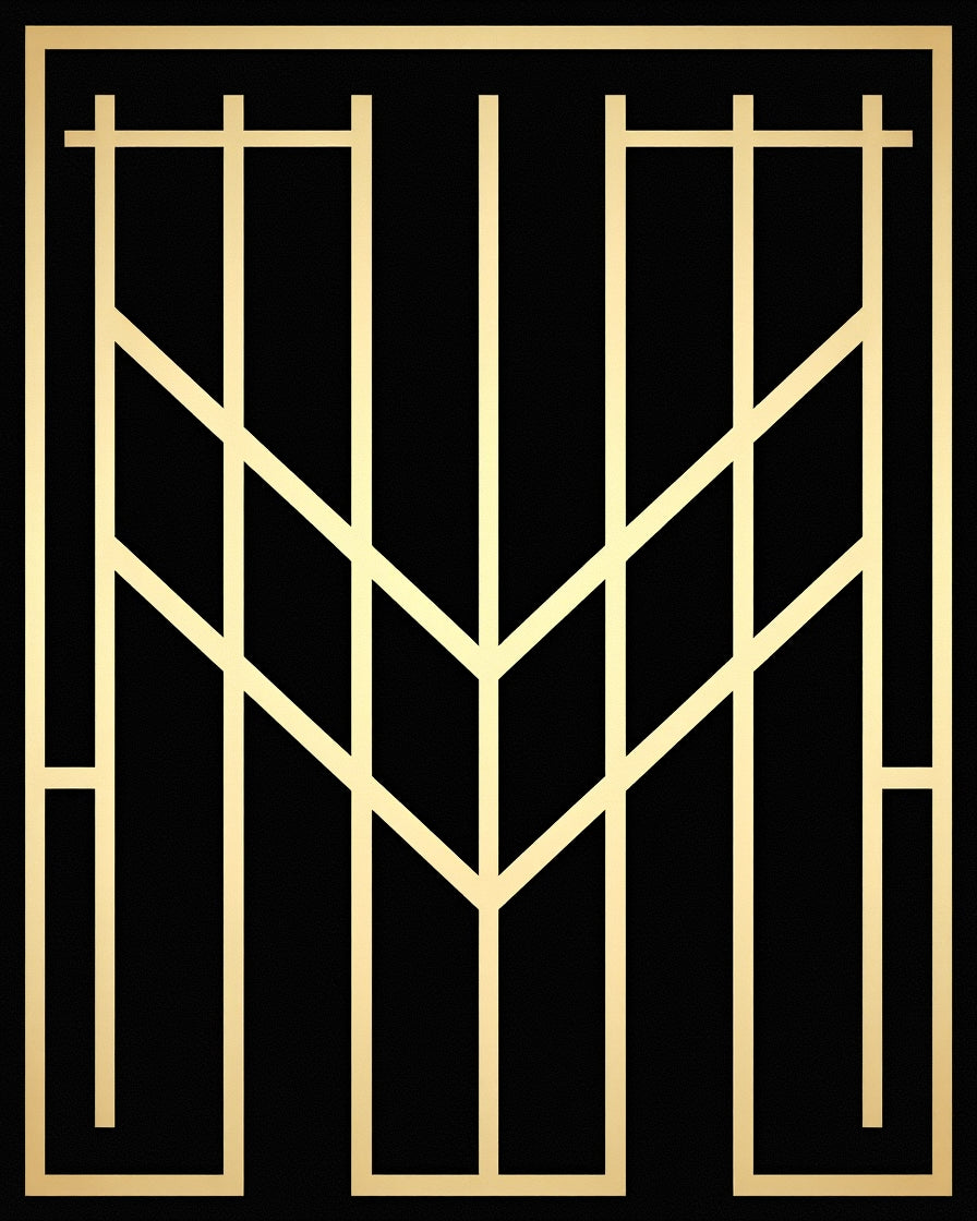Golden Vertical Art Deco Lines Rug