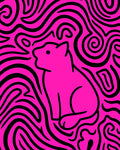 Pink Stylized Panther Swirl Rug