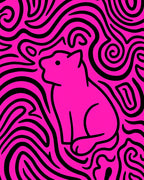 Pink Stylized Panther Swirl Rug