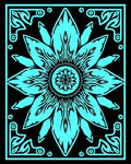 Cyan Bloom Geometric Center Rug
