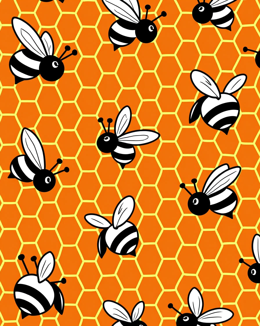 Whimsical Bumblebee Honeycomb Meadow Rug