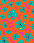 Orange Floral With Pink Swirls Rug