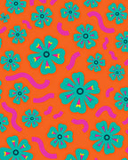 Orange Floral With Pink Swirls Rug