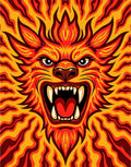 Fiery Roaring Lion Abstract Waves Rug