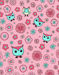 Cute Pink Owl Flower Garden Rug