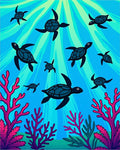 Oceanic Turtles Underwater Coral Rays Rug