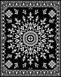 Black White Radial Starburst Border Rug
