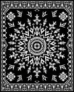 Black White Radial Starburst Border Rug
