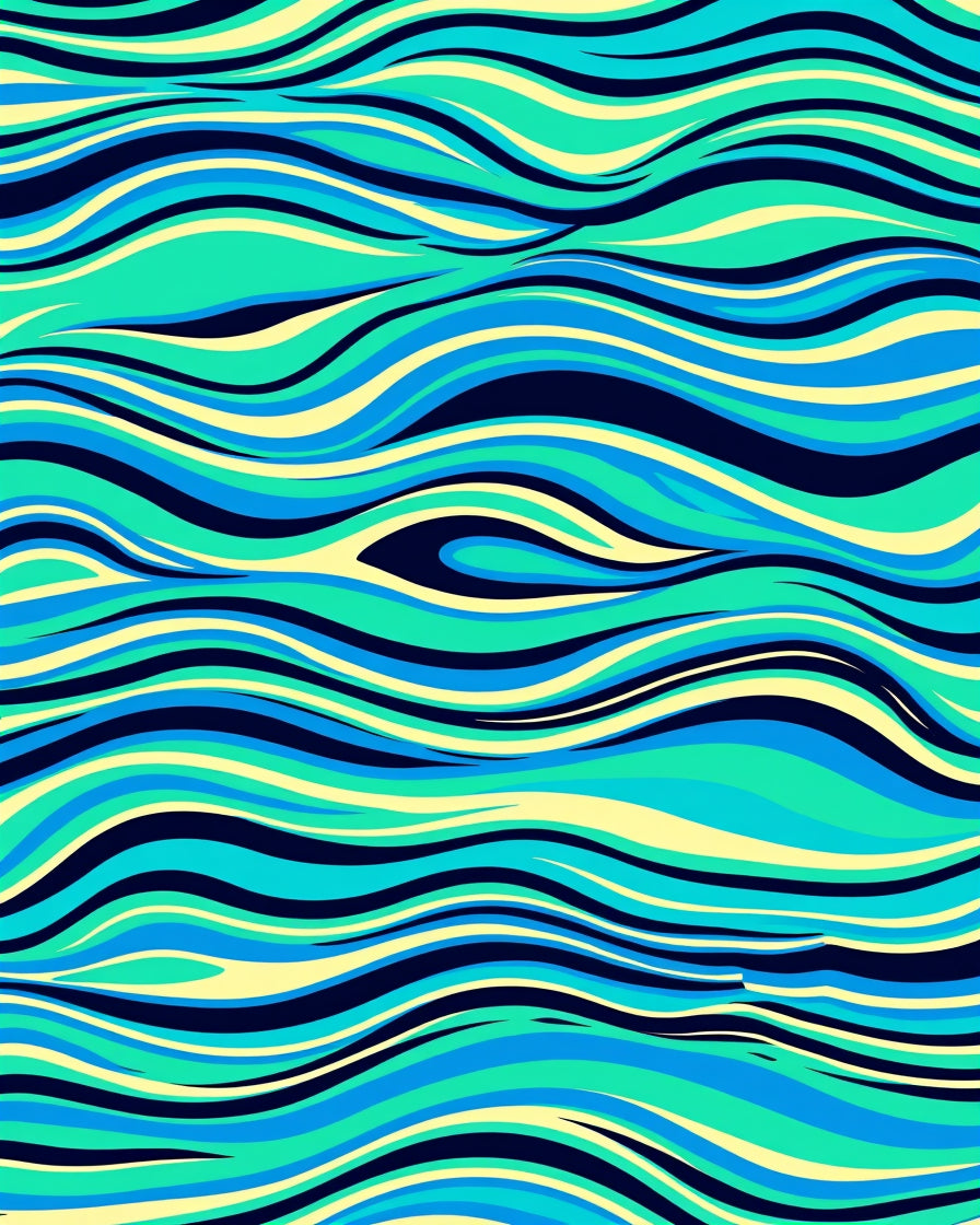 Aqua Teal Yellow Wavy Lines Rug