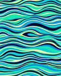 Aqua Teal Yellow Wavy Lines Rug