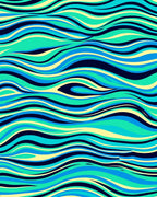 Aqua Teal Yellow Wavy Lines Rug
