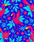 Fuchsia Flamingo Floral Tropical Blue Rug
