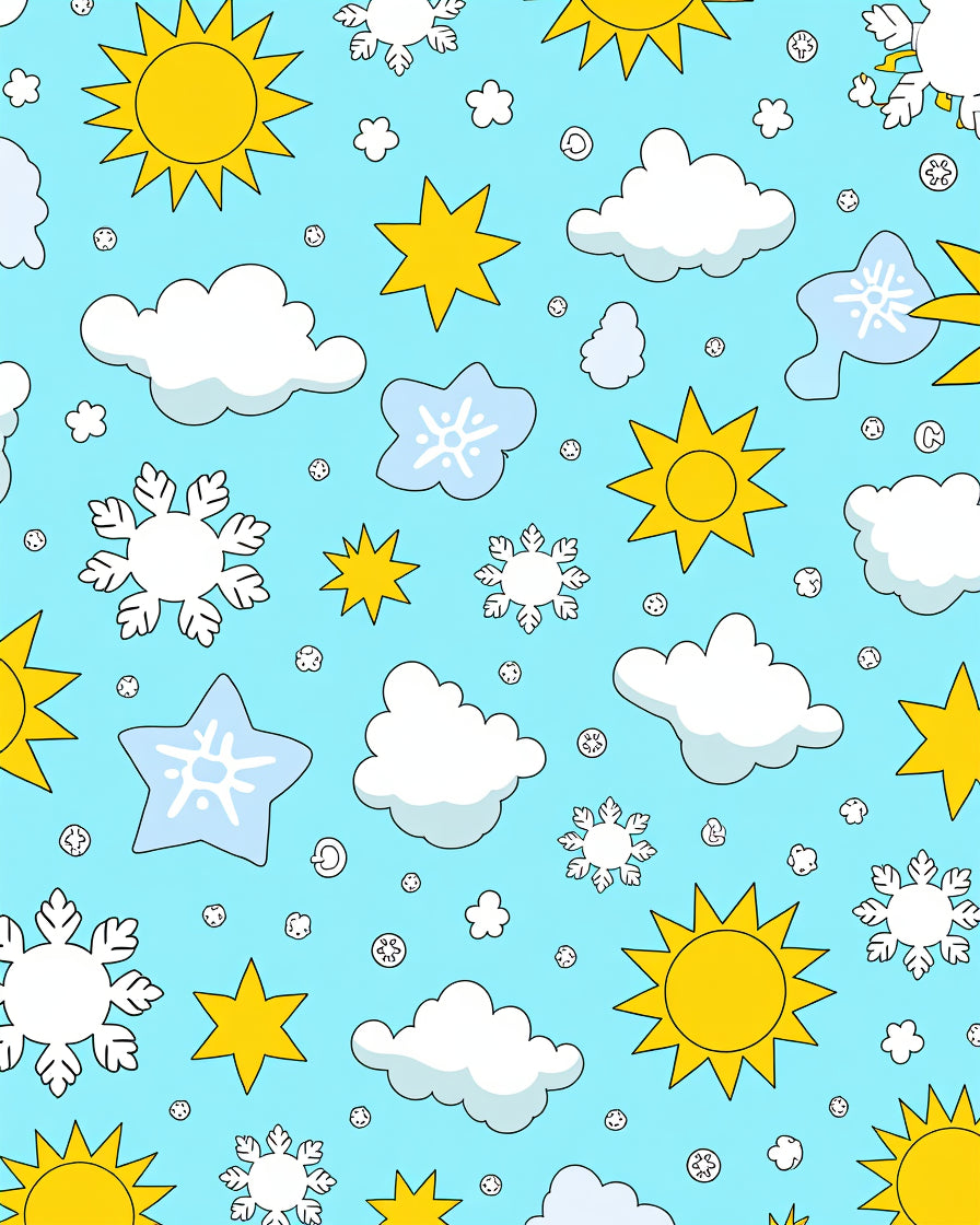 Whimsical Sky Sun Cloud Snowflake Rug