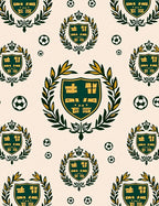 Green Gold Crest Soccer Balls Rug