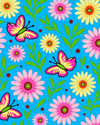 Pink Yellow Butterfly Daisy Garden Rug