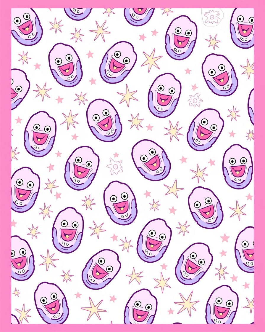 Playful Pink Character Starry Background Rug