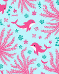 Pink Dolphins Coral Sea Life Whimsical Rug