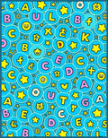 Whimsical Alphabet Circles Yellow Stars Rug