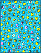 Whimsical Alphabet Circles Yellow Stars Rug