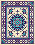 Bold Purple Teal Medallion Border Rug