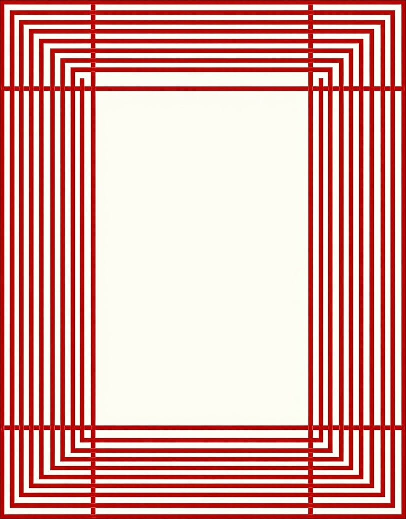 Crimson Concentric Rectangles Border Rug