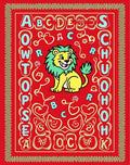 Childish Lion Alphabet Border Red Rug