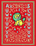 Childish Lion Alphabet Border Red Rug