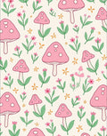 Pink Mushroom Floral Garden Rug