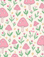 Pink Mushroom Floral Garden Rug