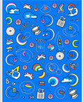 Whimsical Rainbow Cloud Moon Collage Rug