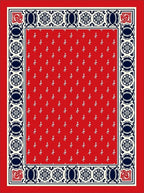 Red White Blue Ornamental Border Rug