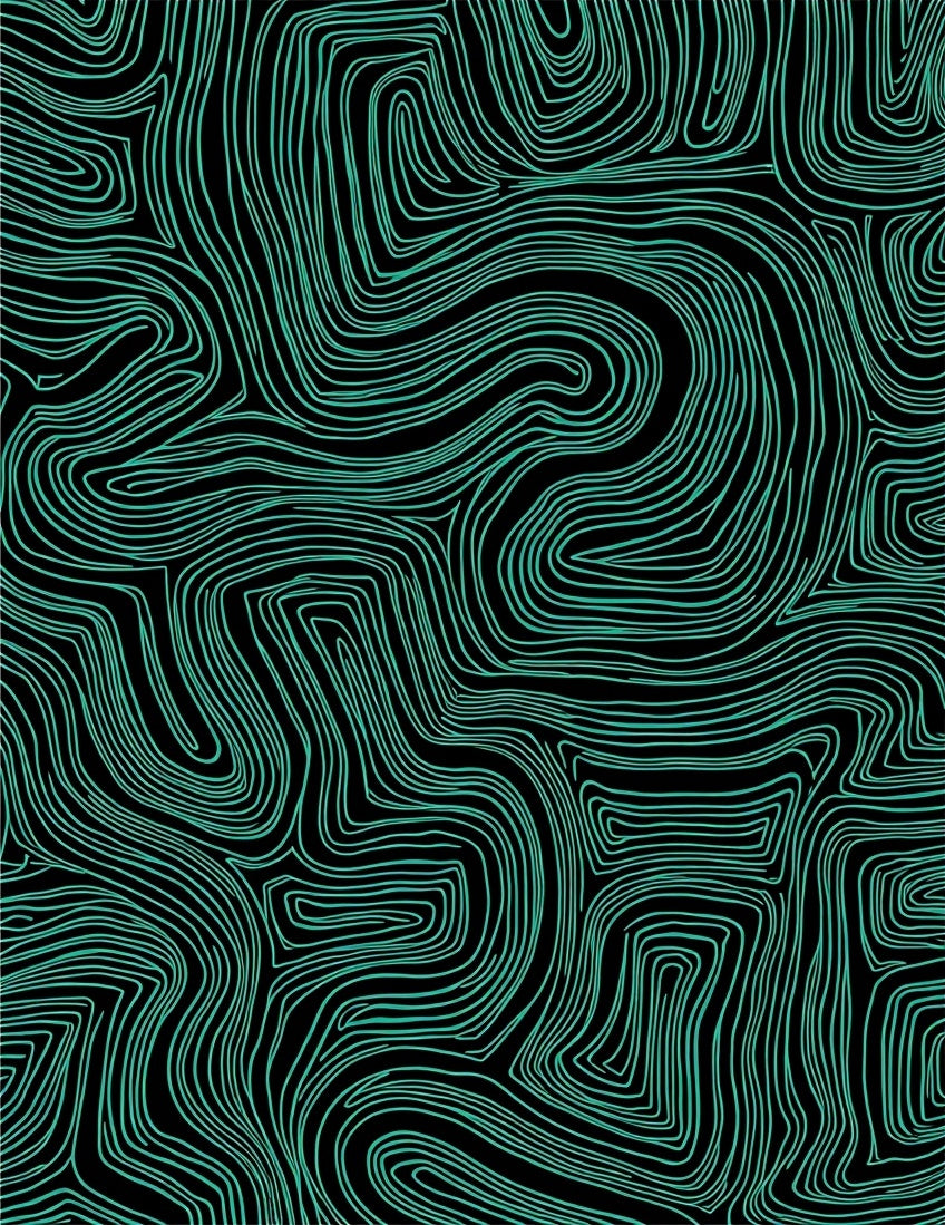 Teal Organic Contour Lines Rug