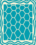 Teal Cream Hexagonal Mosaic Border Rug
