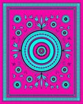 Vibrant Pink Teal Floral Mandala Rug