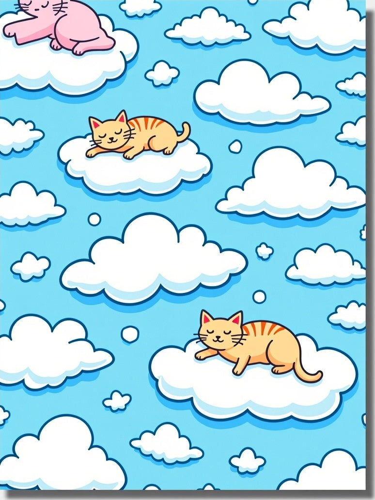 Whimsical Cat Clouds Sleepy Sky Rug