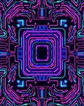 Cyberpunk Neon Circuit Board Rug