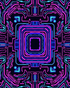 Cyberpunk Neon Circuit Board Rug