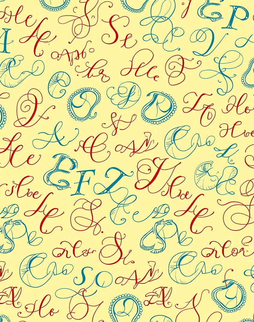 Vintage Calligraphy Alphabet Illustration Rug