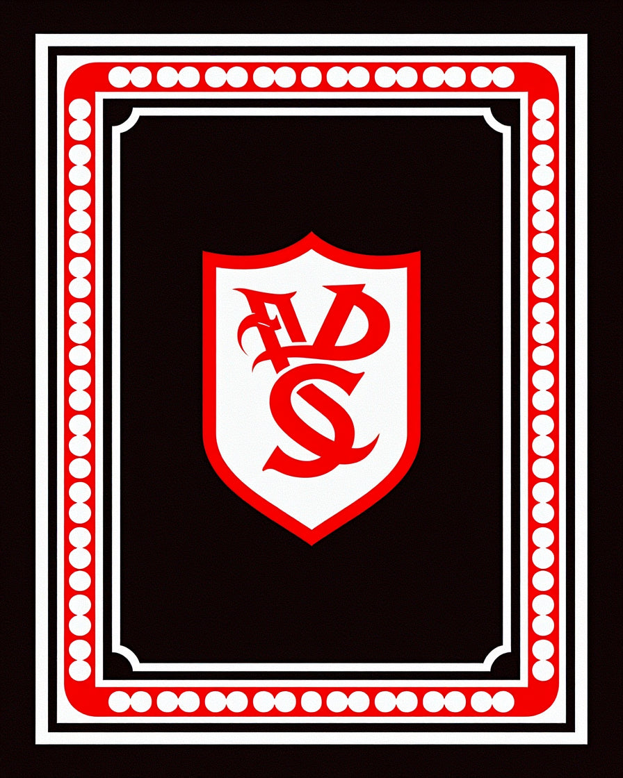Crimson Shield Monogrammed Border Rug