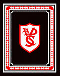 Crimson Shield Monogrammed Border Rug