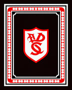Crimson Shield Monogrammed Border Rug