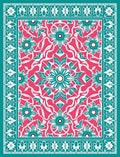 Vibrant Pink Teal Floral Medallion Rug